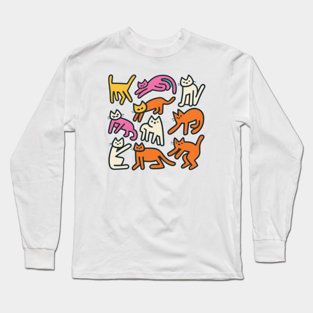 Retro Cat Graffiti Vintage Art Long Sleeve T-Shirt by Afternoon Leisure